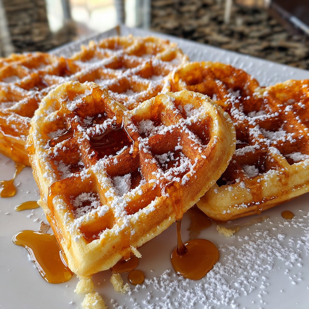 Valentines Breakfast Heart Shaped Waffles