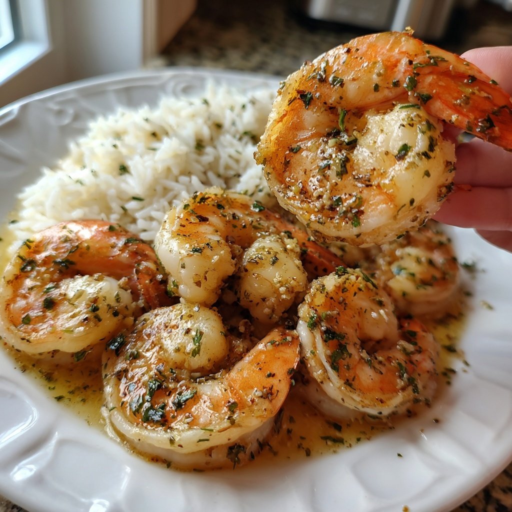 Garlic Butter Shrimp With Rice