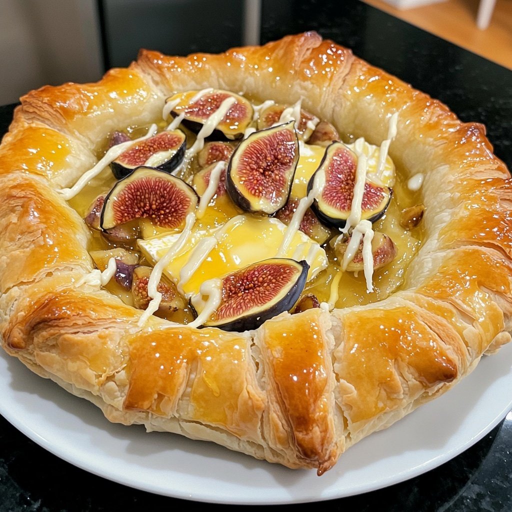 Baked Brie in Puff Pastry with Honey and Fig - Crisp Tastes