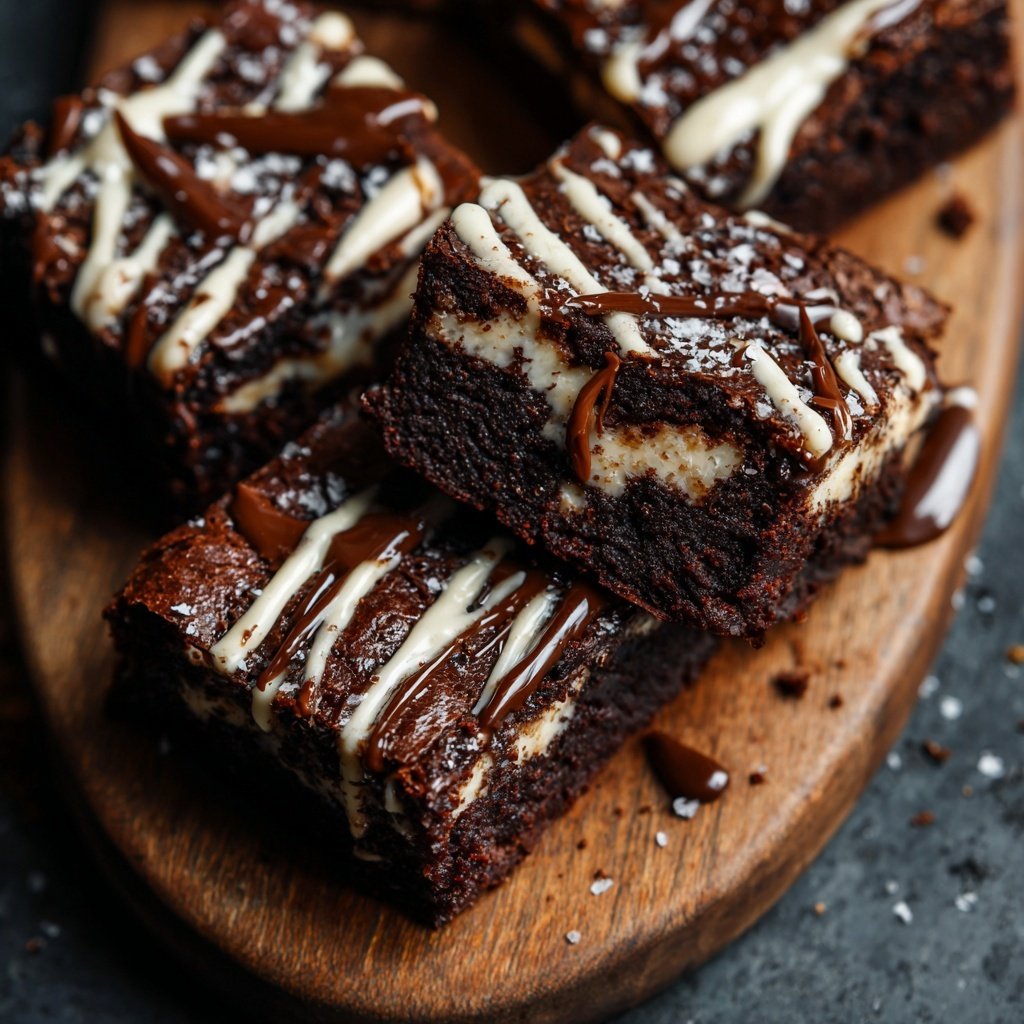 Cottage Cheese Brownies with Tahini Drizzle