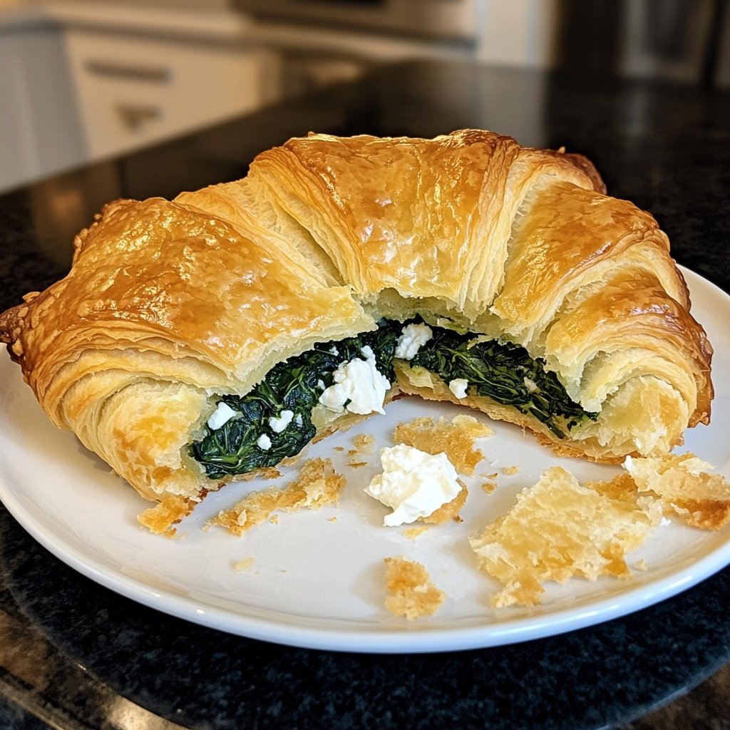 Healthy Spinach and Feta Croissant