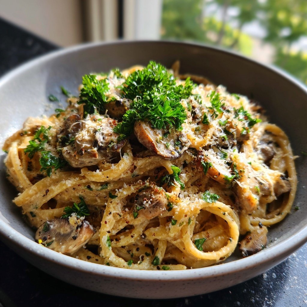 Creamy Garlic Mushroom Pasta