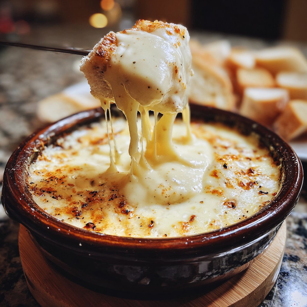 Fondue with Swiss Cheese and Garlic